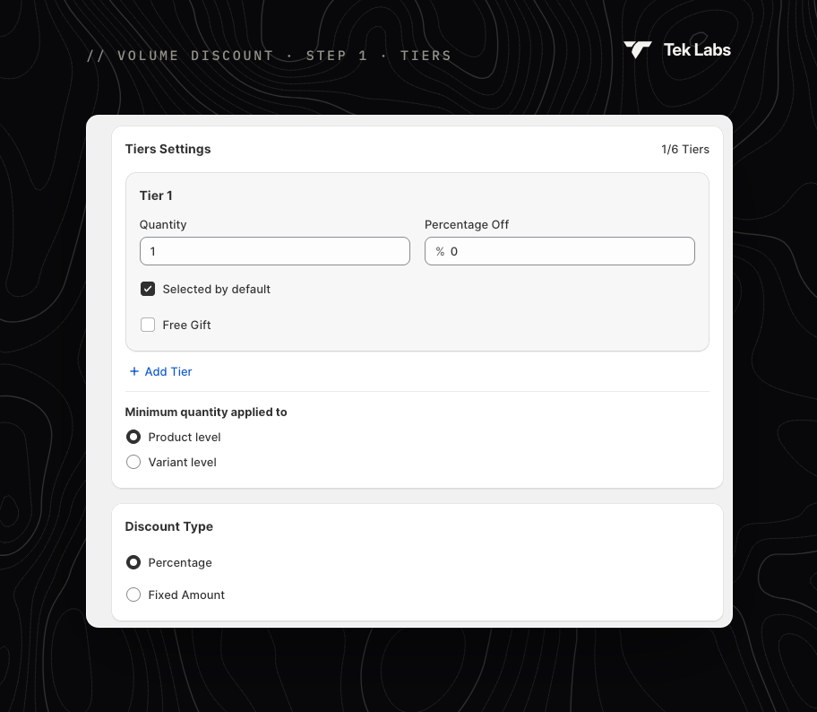 Tiers settings