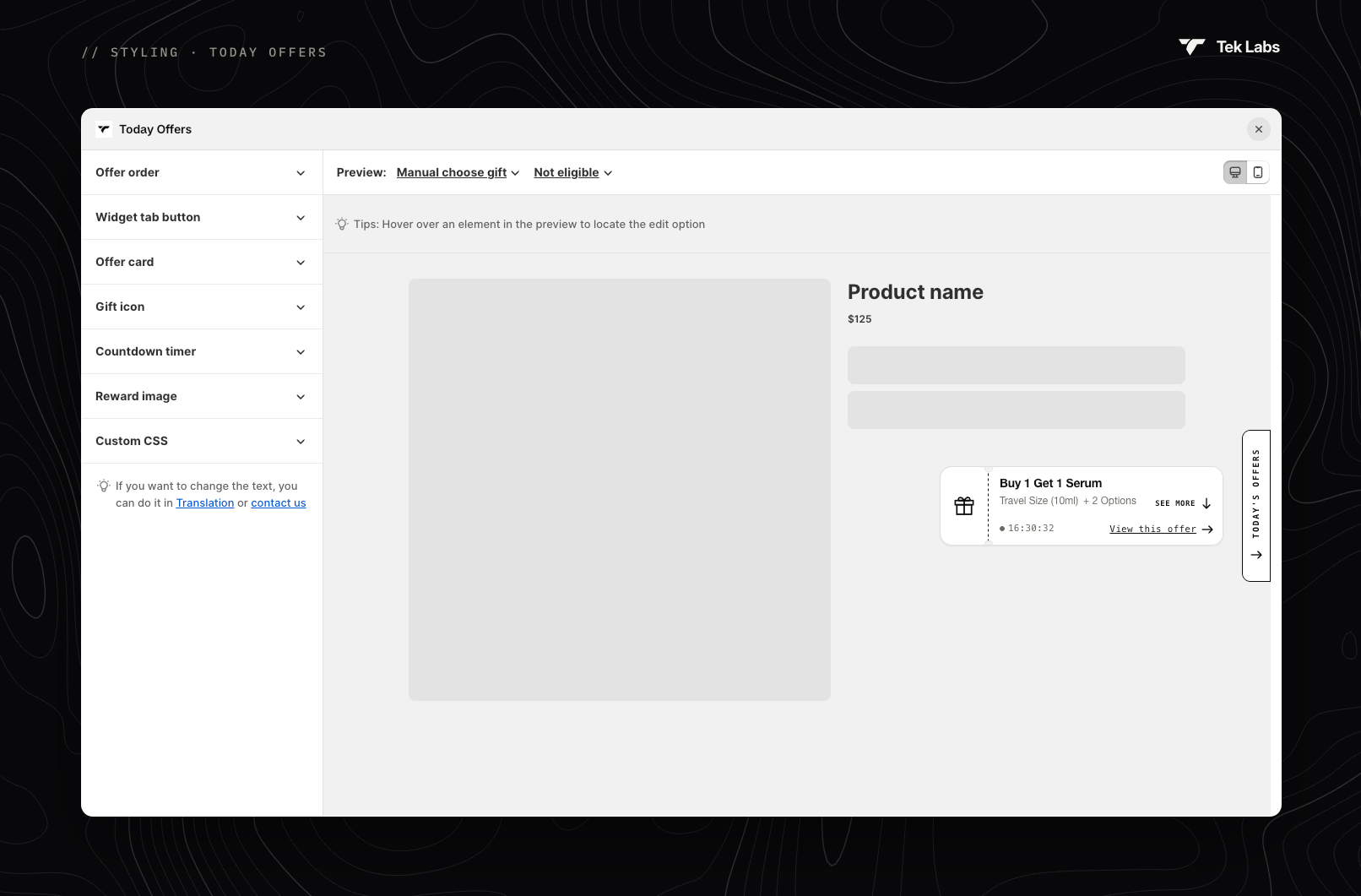Today Offers style editor