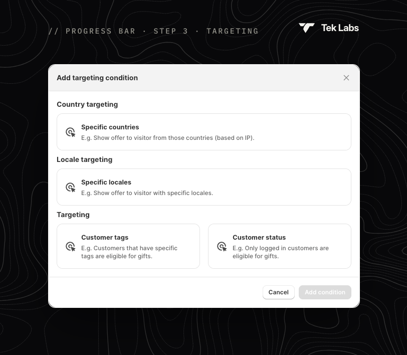 Progress bar targeting conditions