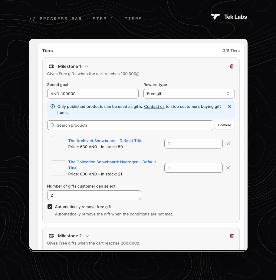 Milestone settings